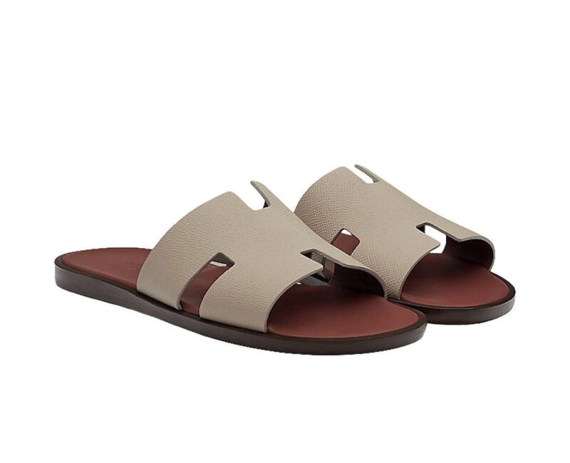 Dép Hermes Blanc Gomme da Epsom Lót Đế Đỏ Mận Like Auth