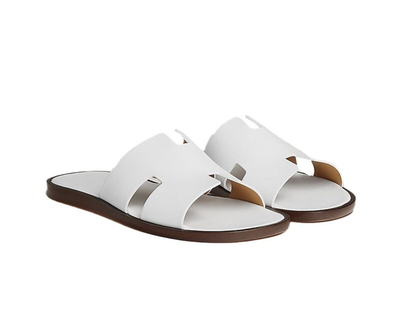 Dép Hermes Izmir Blanc Trắng Da Trơn Like Auth