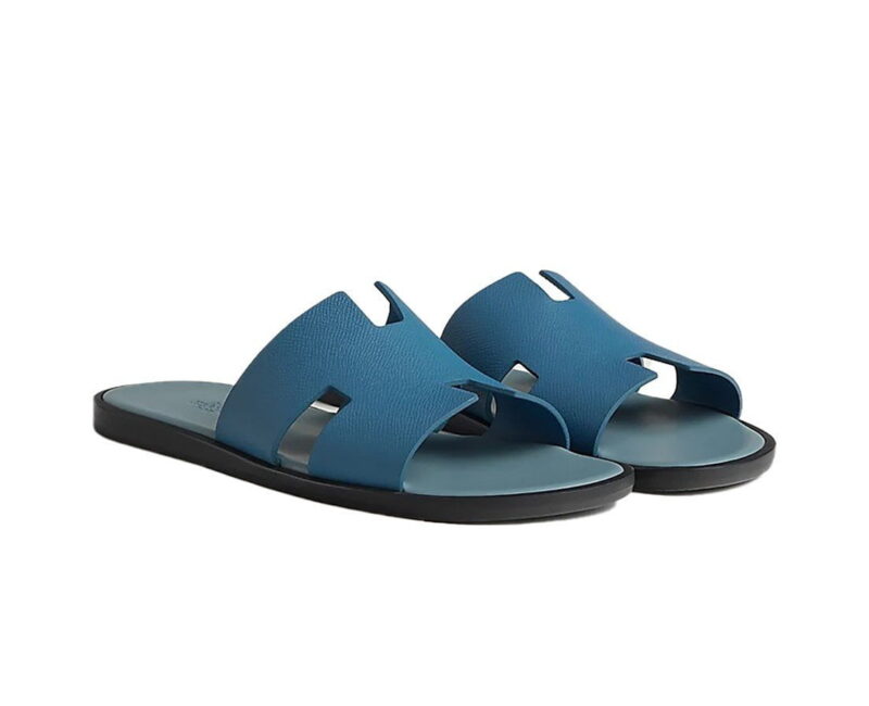 Dép Hermes Cornflower Blue da Epsom đế Antarctic Grey Like Auth