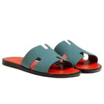 Dép Hermes Cornflower Blue da Epsom đế Cam Like Auth