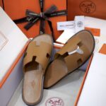 Dép Hermes Izmir Da Trơn Full Brown Nâu Like Auth