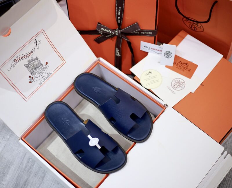 Dép Hermes Izmir da Epsom Xanh Navy Like Auth