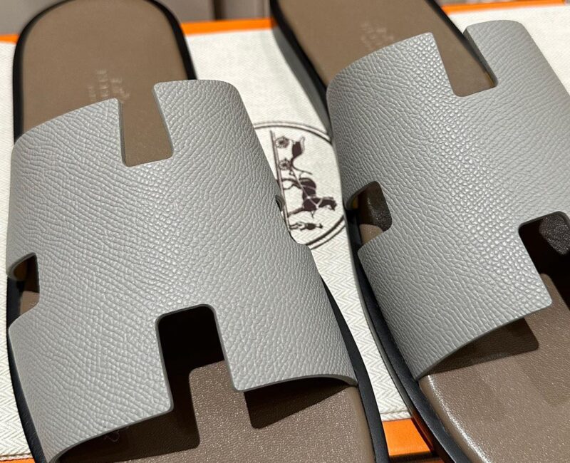 Dép Hermes Izmir Xám da Epsom Đế Lót Nâu Like Auth