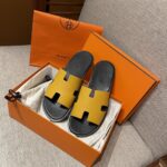 Dép Hermes Lemon Yellow da Epsom Đế Lót Đen Like Auth