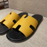 Dép Hermes Lemon Yellow da Epsom Đế Lót Đen Like Auth