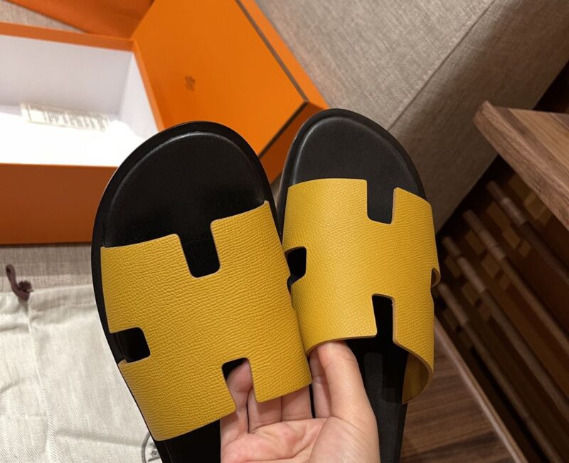 Dép Hermes Lemon Yellow da Epsom Đế Lót Đen Like Auth
