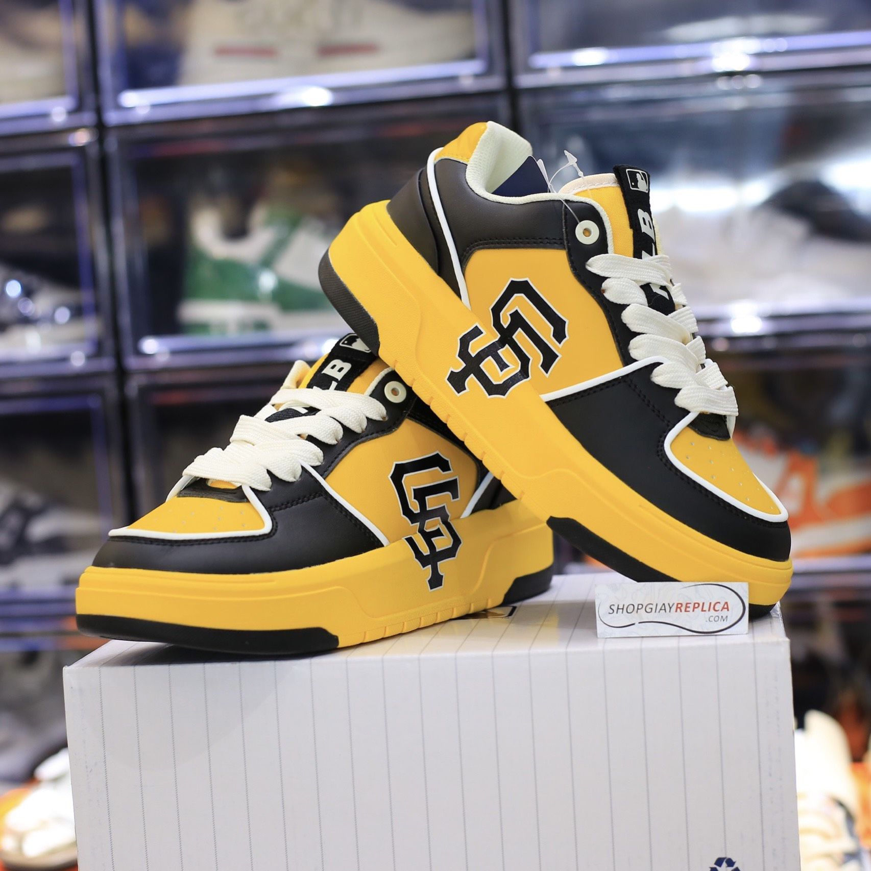 Giày MLB Chunky Liner Low San Francisco Yellow Black Like Auth