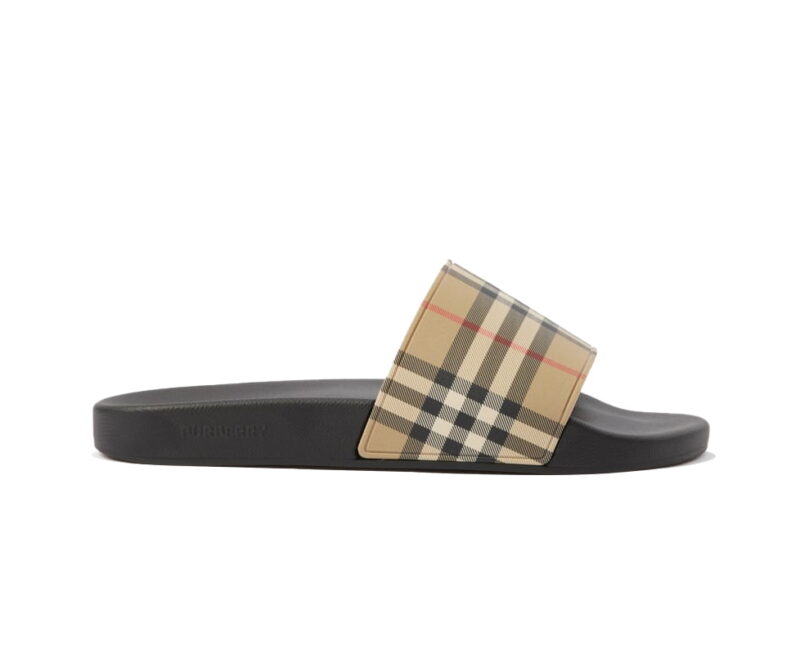 Dép Burberry Vintage Check Print Slides Archive Beige Like Auth