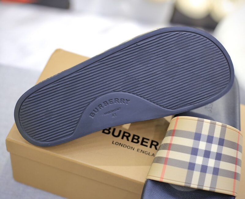 Dép Burberry Vintage Check Print Slides Archive Beige