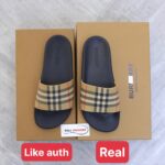 Dép Burberry Vintage Check Print Slides Archive Beige Like Auth