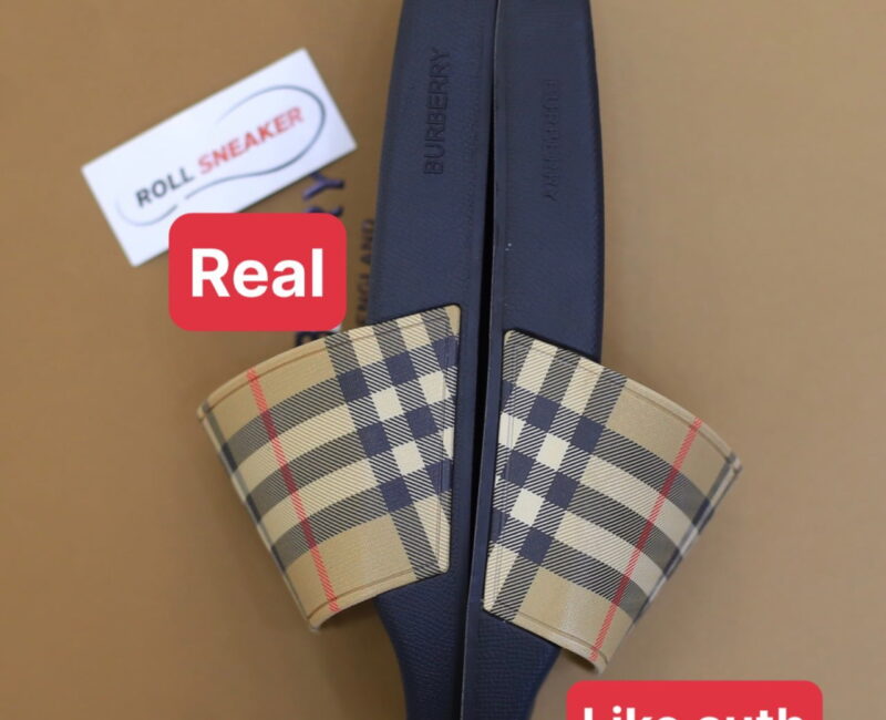 Dép Burberry Vintage Check Print Slides Archive Beige Like Auth