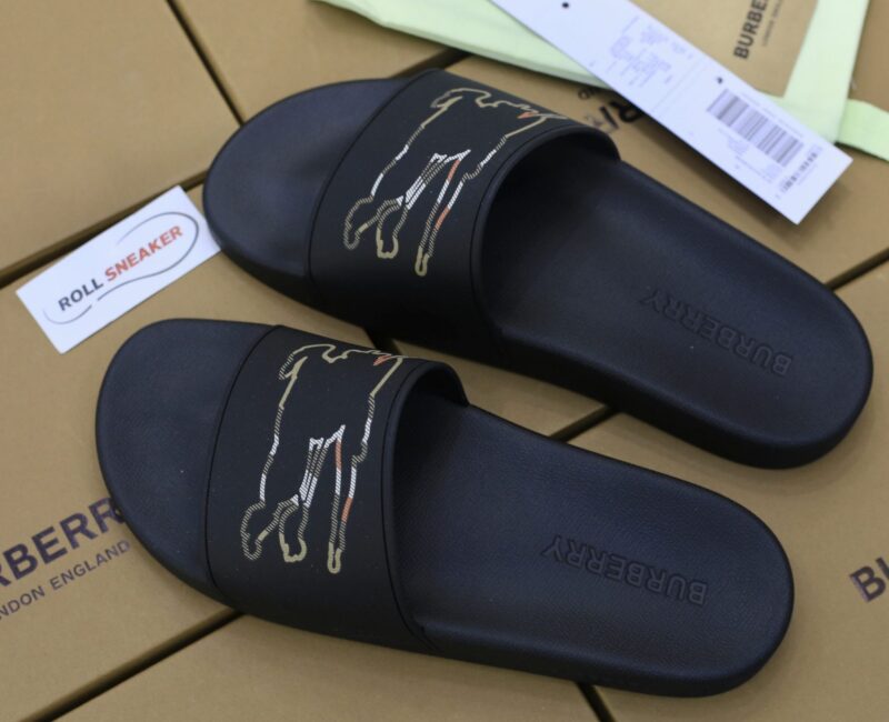 Dép Burberry Check EKD Motif slides in Black Like Auth