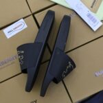 Dép Burberry Check EKD Motif slides in Black Like Auth