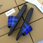 Dép Burberry Check Print Slides Dark Blue Like Auth