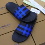 Dép Burberry Check Print Slides Dark Blue Like Auth