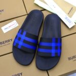 Dép Burberry Check Print Slides Dark Blue Like Auth