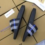 Dép Burberry Check Print Slides White/Dark Blue Like Auth