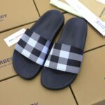 Dép Burberry Check Print Slides White/Dark Blue Like Auth