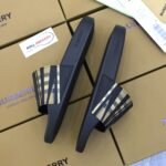 Dép Nam Burberry Sliced Check Print Slides Black Like Auth