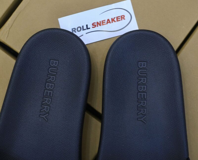 Dép Nam Burberry Sliced Check Print Slides Black Like Auth