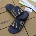 Dép Nam Burberry Sliced Check Print Slides Black Like Auth