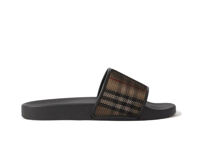 Dép Nam Burberry Check Cotton and Mesh Slides