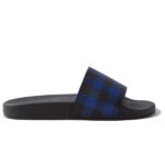 Dép Burberry Check Print Slides Dark Blue