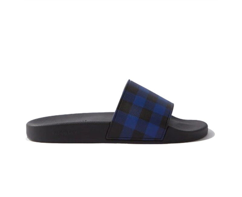 Dép Burberry Check Print Slides Dark Blue