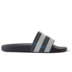 Dép Burberry Check Print Slides White/Dark Blue