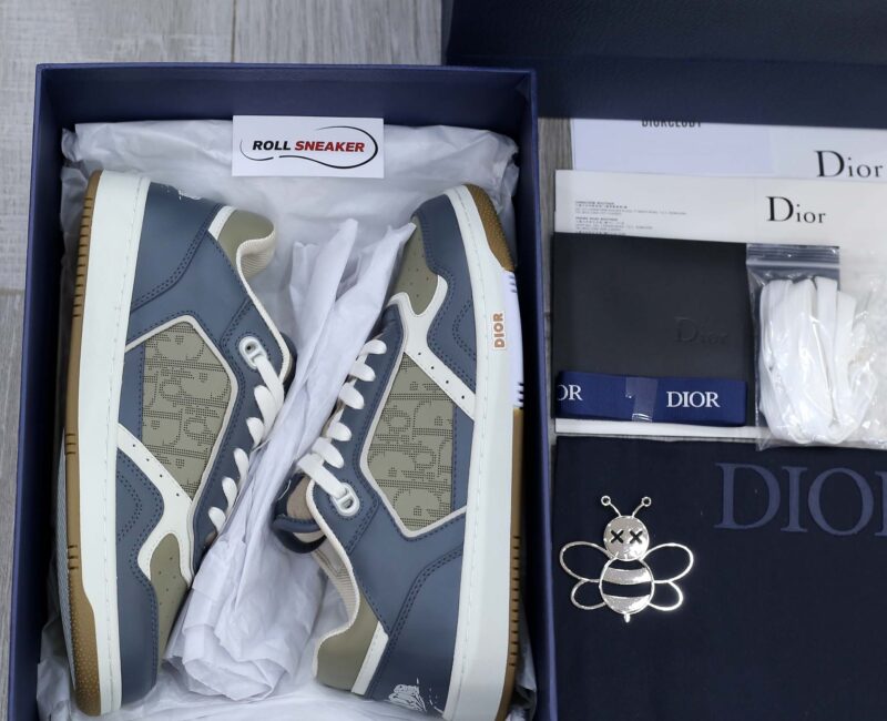 Giày Dior B27 Low Brown and Deep Gray họa tiết da Dior Oblique Galaxy Like Auth