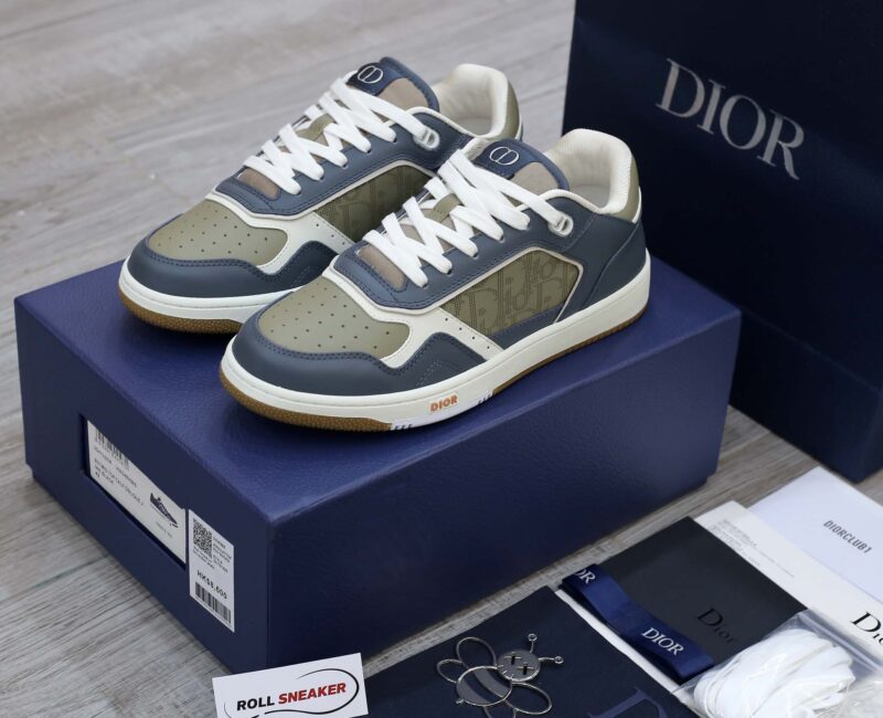 Giày Dior B27 Low Brown and Deep Gray họa tiết da Dior Oblique Galaxy Like Auth