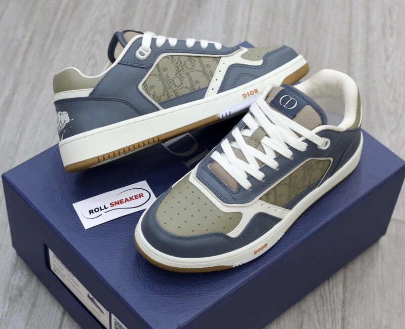 Giày Dior B27 Low Brown and Deep Gray họa tiết da Dior Oblique Galaxy Like Auth