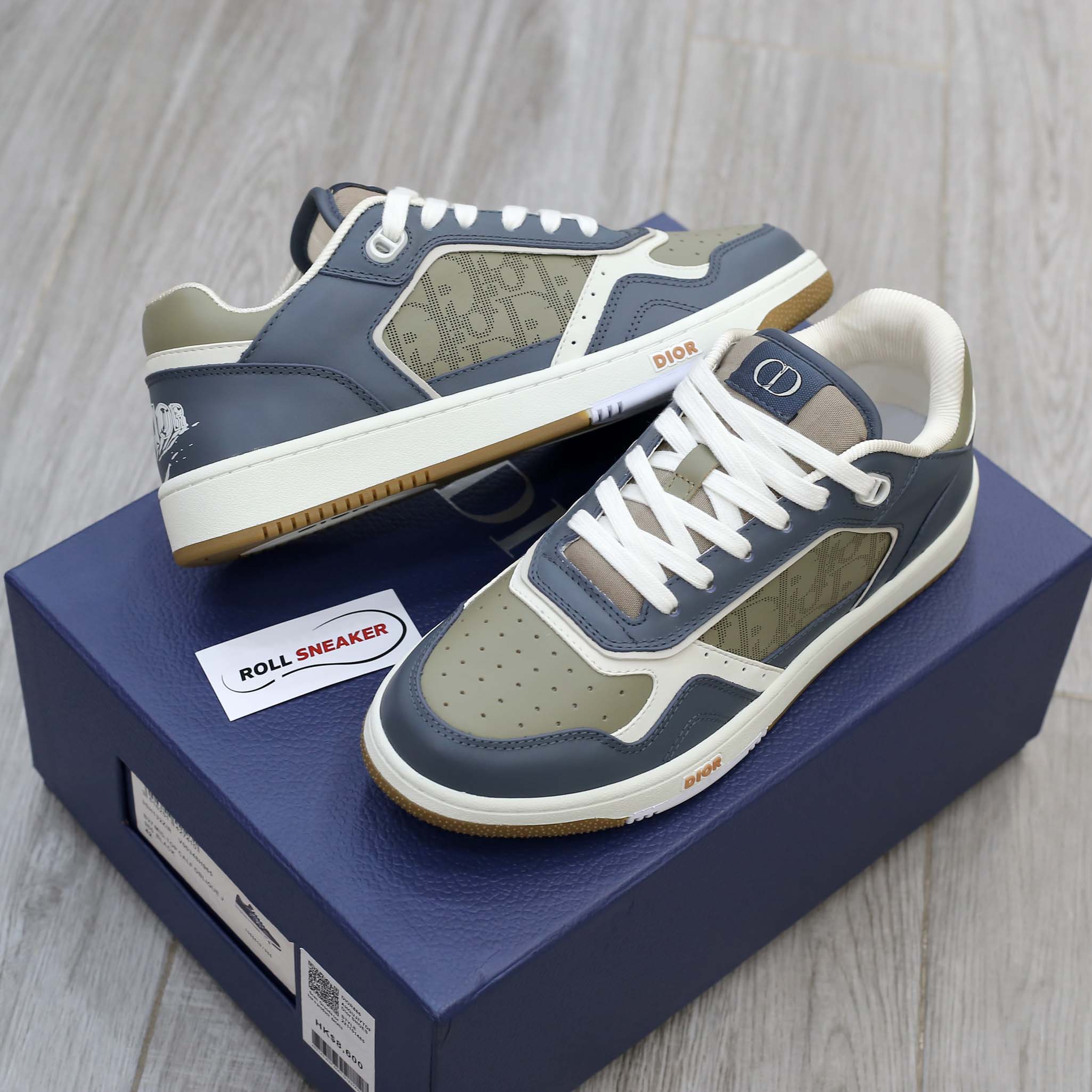 Giày Dior B27 Low Brown and Deep Gray họa tiết da Dior Oblique Galaxy Like Auth