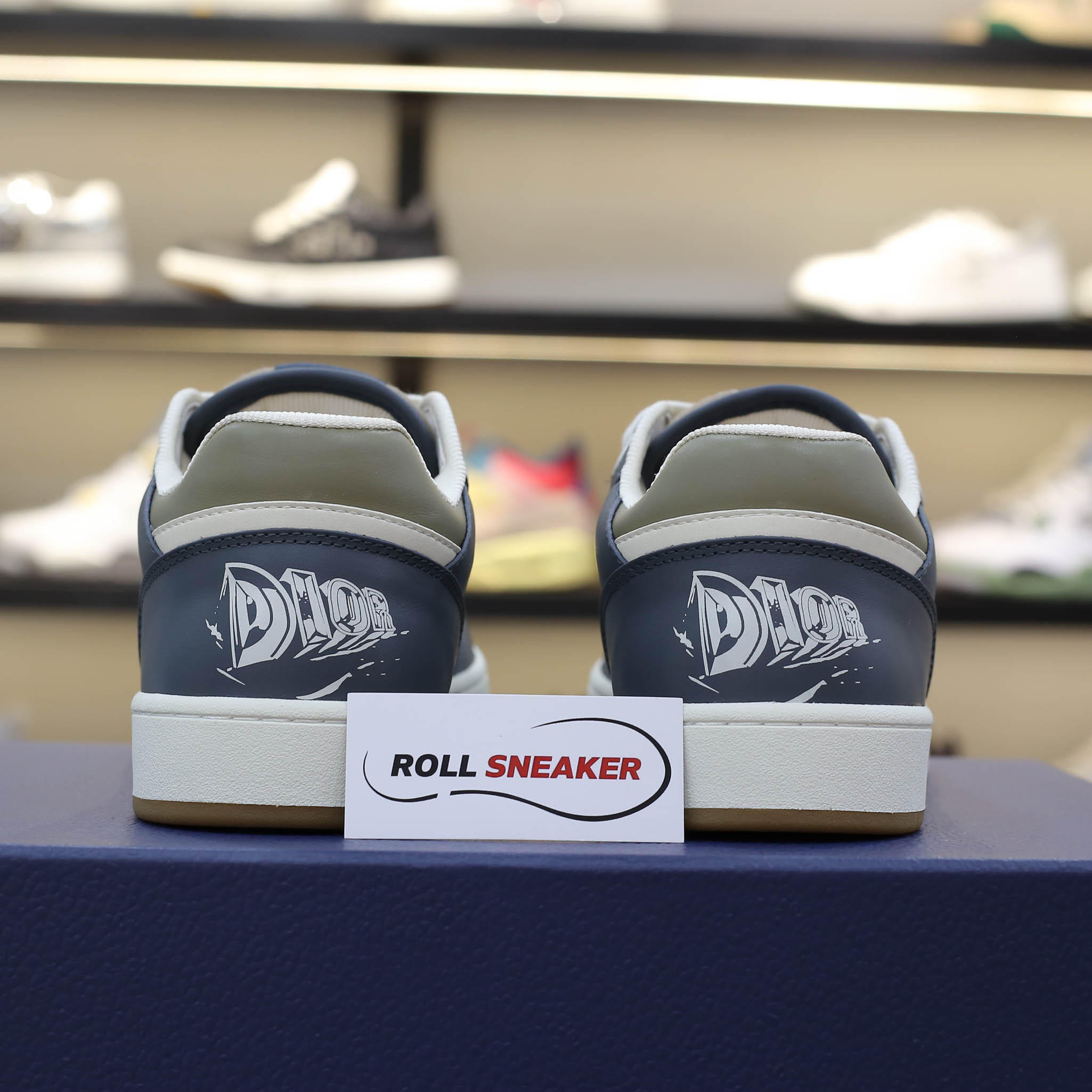 Giày Dior B27 Low Brown and Deep Gray họa tiết da Dior Oblique Galaxy Like Auth