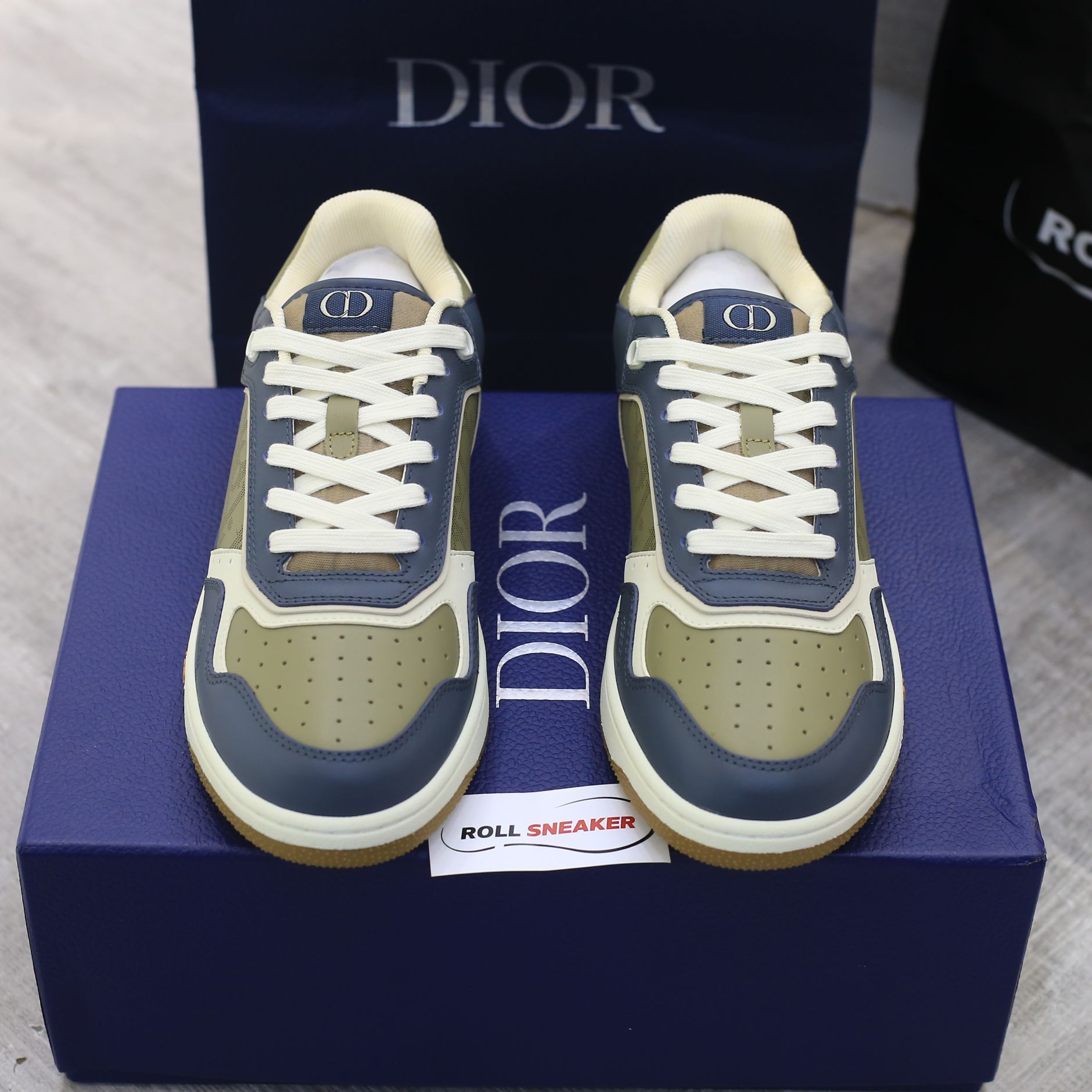 Giày Dior B27 Low Brown and Deep Gray họa tiết da Dior Oblique Galaxy Like Auth