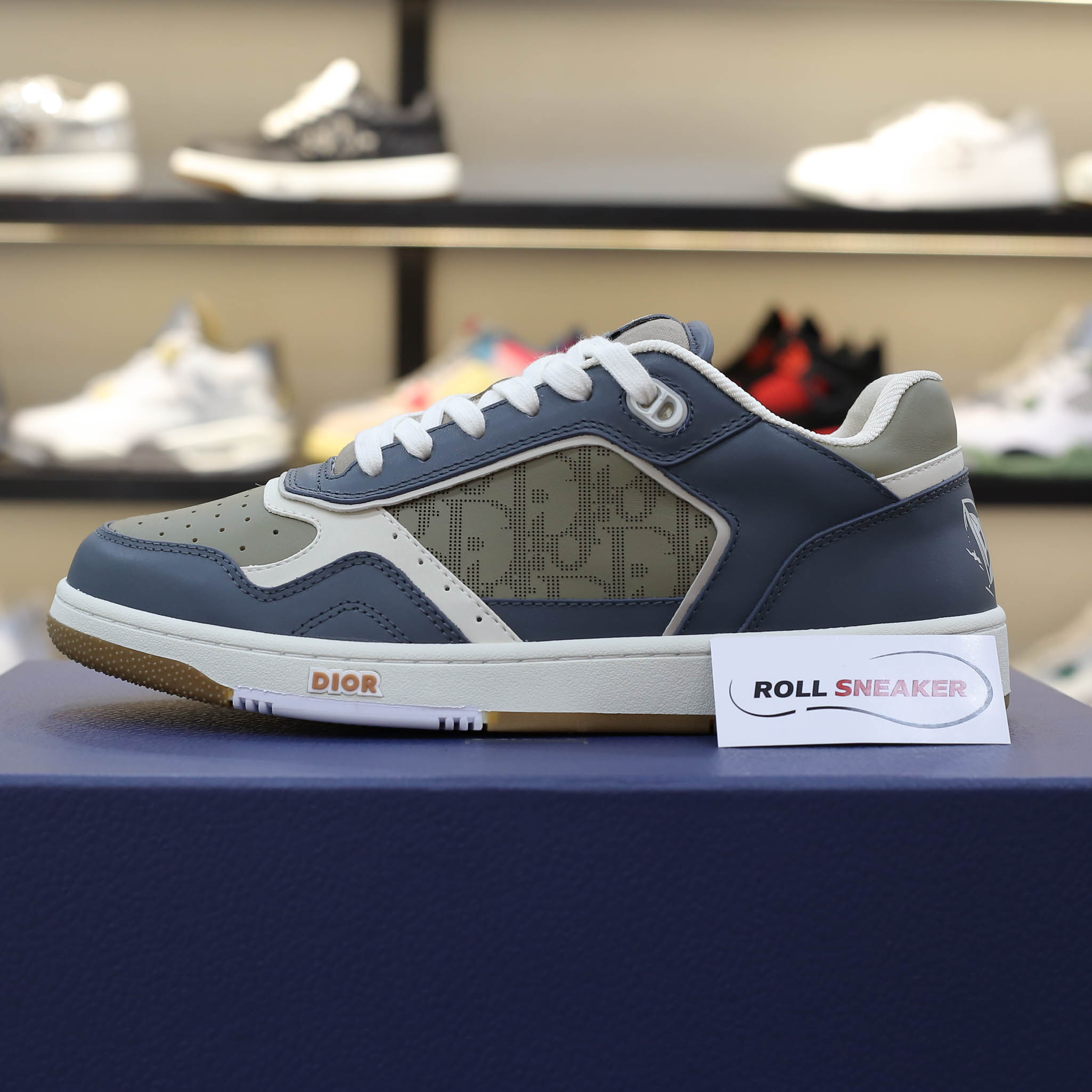 Giày Dior B27 Low Brown and Deep Gray họa tiết da Dior Oblique Galaxy Like Auth