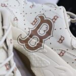 Giày MLB BigBall Chunky Saffiano Diamond Monogram Boston Red Sox Beige Like Auth
