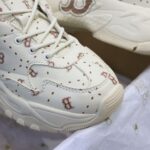 Giày MLB BigBall Chunky Saffiano Diamond Monogram Boston Red Sox Beige Like Auth