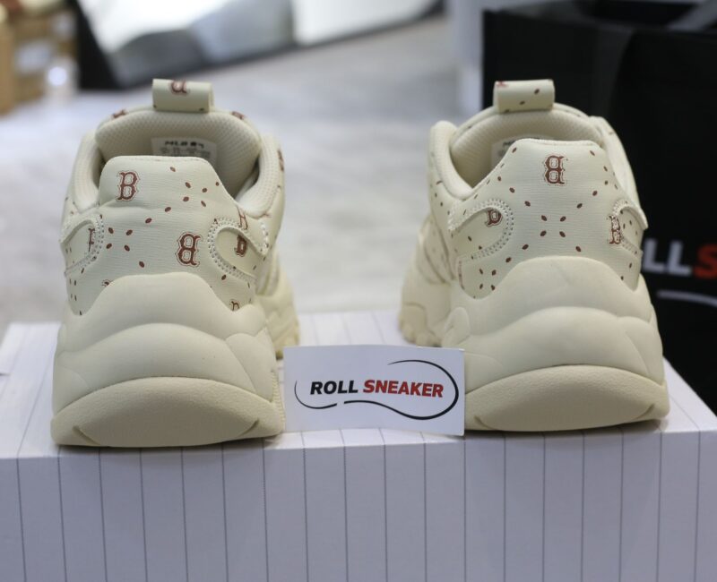 Giày MLB BigBall Chunky Saffiano Diamond Monogram Boston Red Sox Beige Like Auth