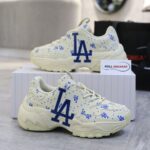 Giày MLB BigBall Chunky Saffiano Diamond Monogram LA Dodgers Ivory Like Auth