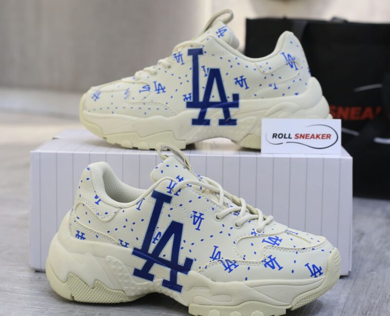 Giày MLB BigBall Chunky Saffiano Diamond Monogram LA Dodgers Ivory Like Auth