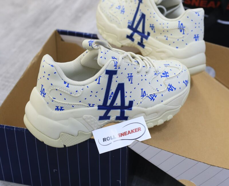 Giày MLB BigBall Chunky Saffiano Diamond Monogram LA Dodgers Ivory Like Auth