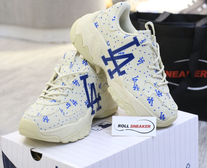 Giày MLB BigBall Chunky Saffiano Diamond Monogram LA Dodgers Ivory Like Auth
