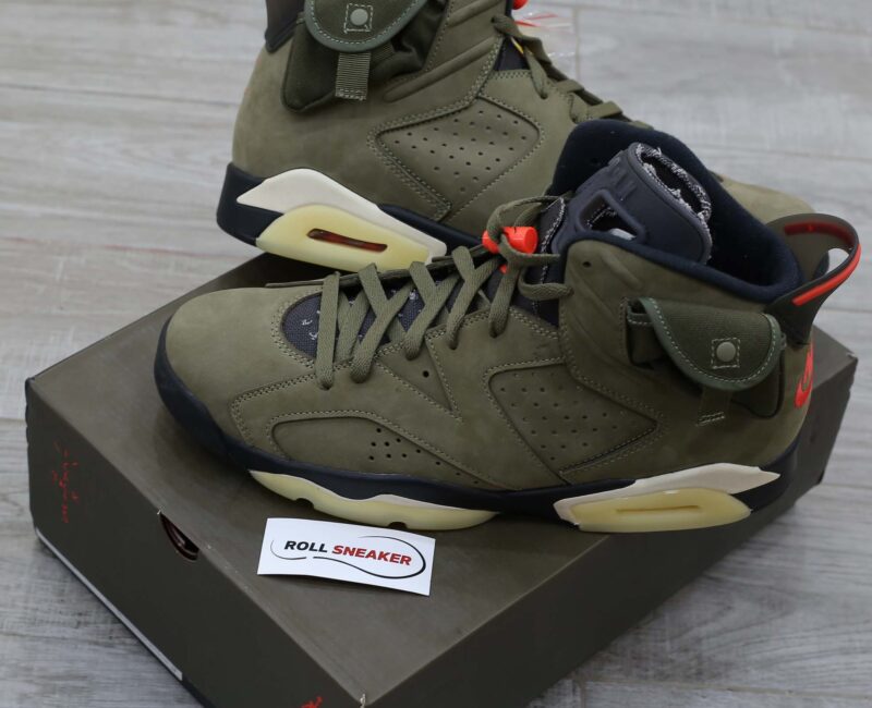 Giày Nike Air Jordan 6 Retro Travis Scott OG Xanh Olive Like Auth