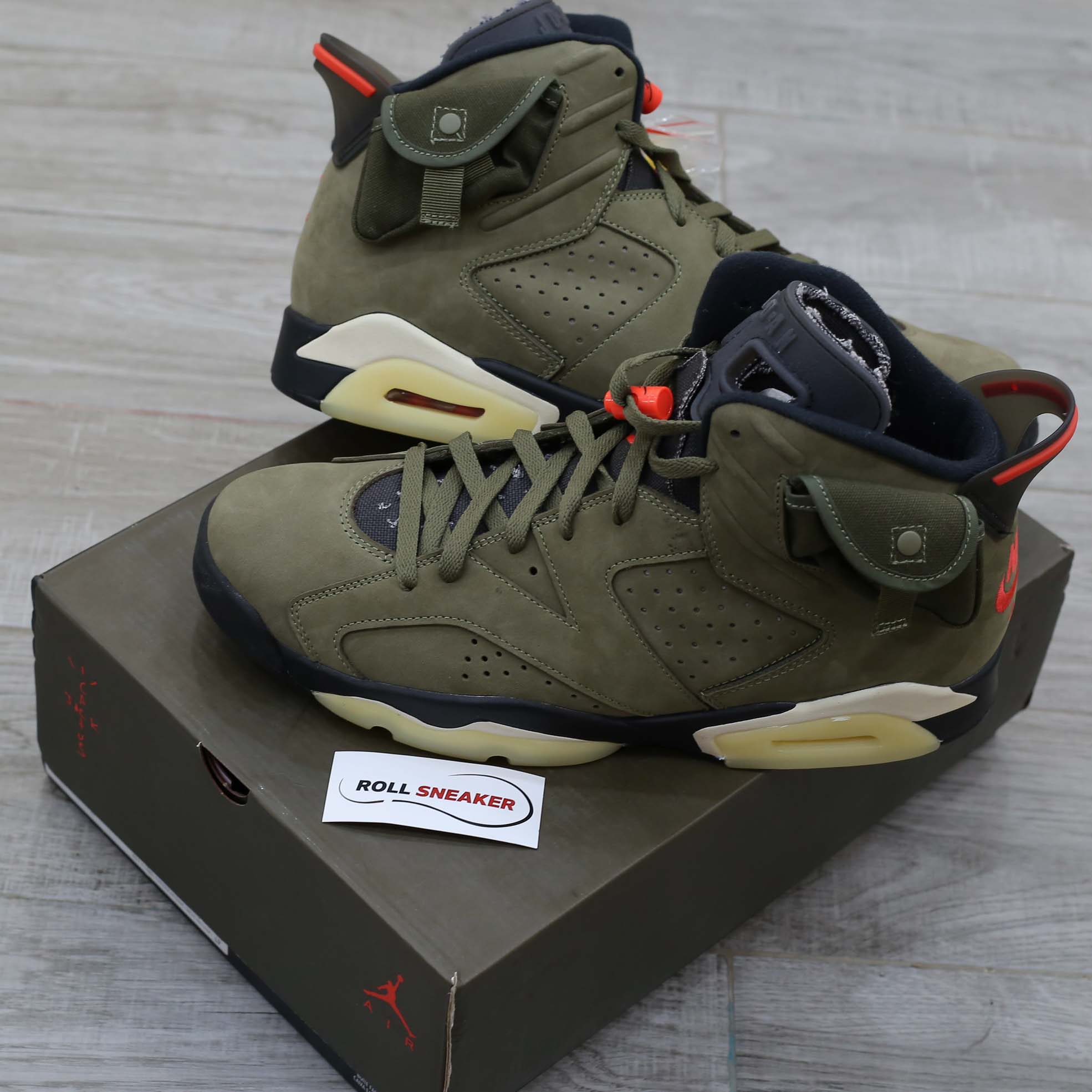 Giày Nike Air Jordan 6 Retro Travis Scott OG Xanh Olive Like Auth