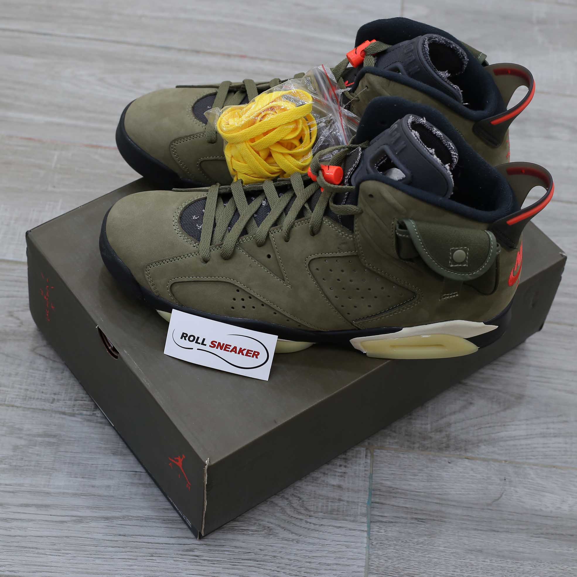 Giày Nike Air Jordan 6 Retro Travis Scott OG Xanh Olive Like Auth