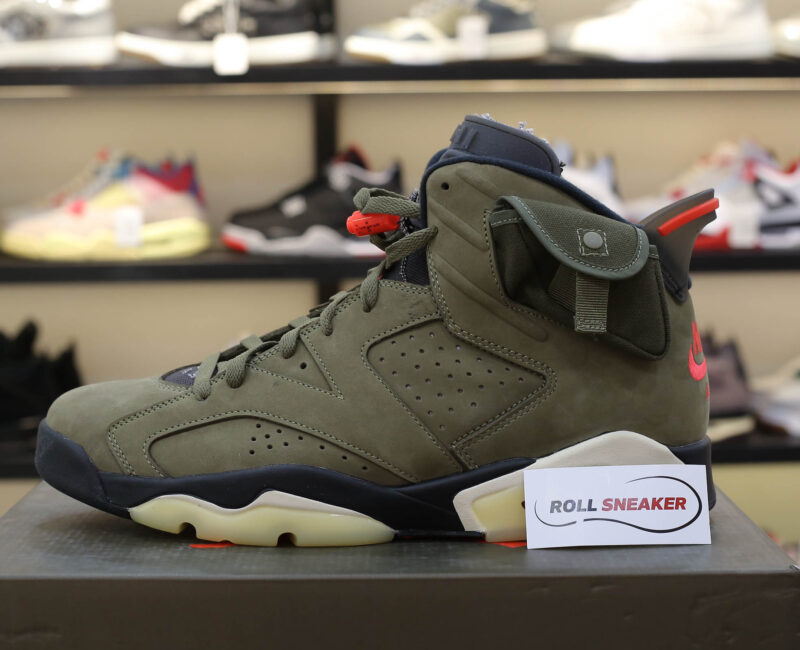 Giày Nike Air Jordan 6 Retro Travis Scott OG Xanh Olive Like Auth