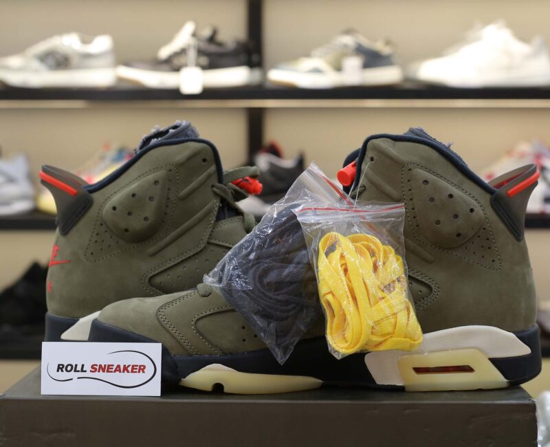 Giày Nike Air Jordan 6 Retro Travis Scott OG Xanh Olive Like Auth