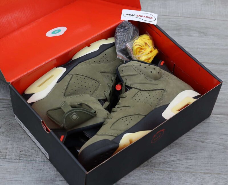 Giày Nike Air Jordan 6 Retro Travis Scott OG Xanh Olive Like Auth