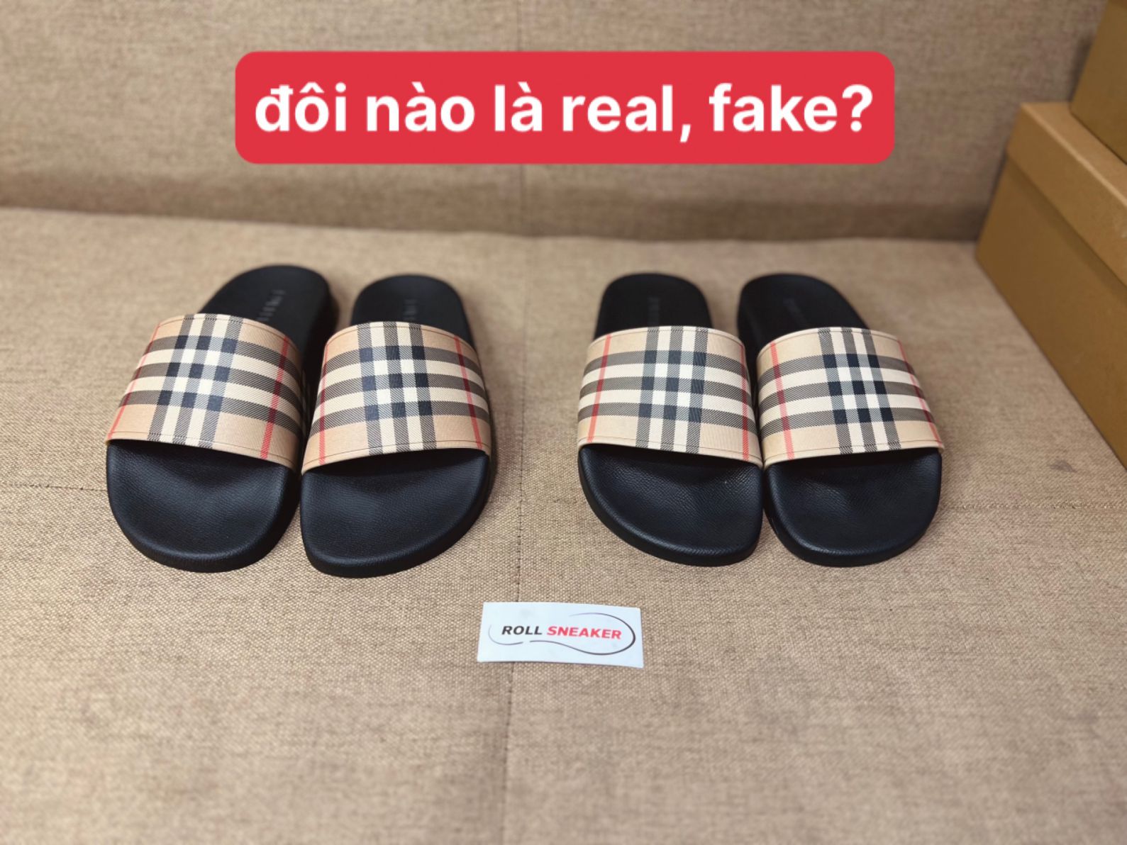 Hướng dẫn cách phân biệt dép Burberry Auth và Fake